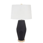 Black Pacifica Table Lamp- with 14x16x10 White Casual Linen Shade - Couture Lamps