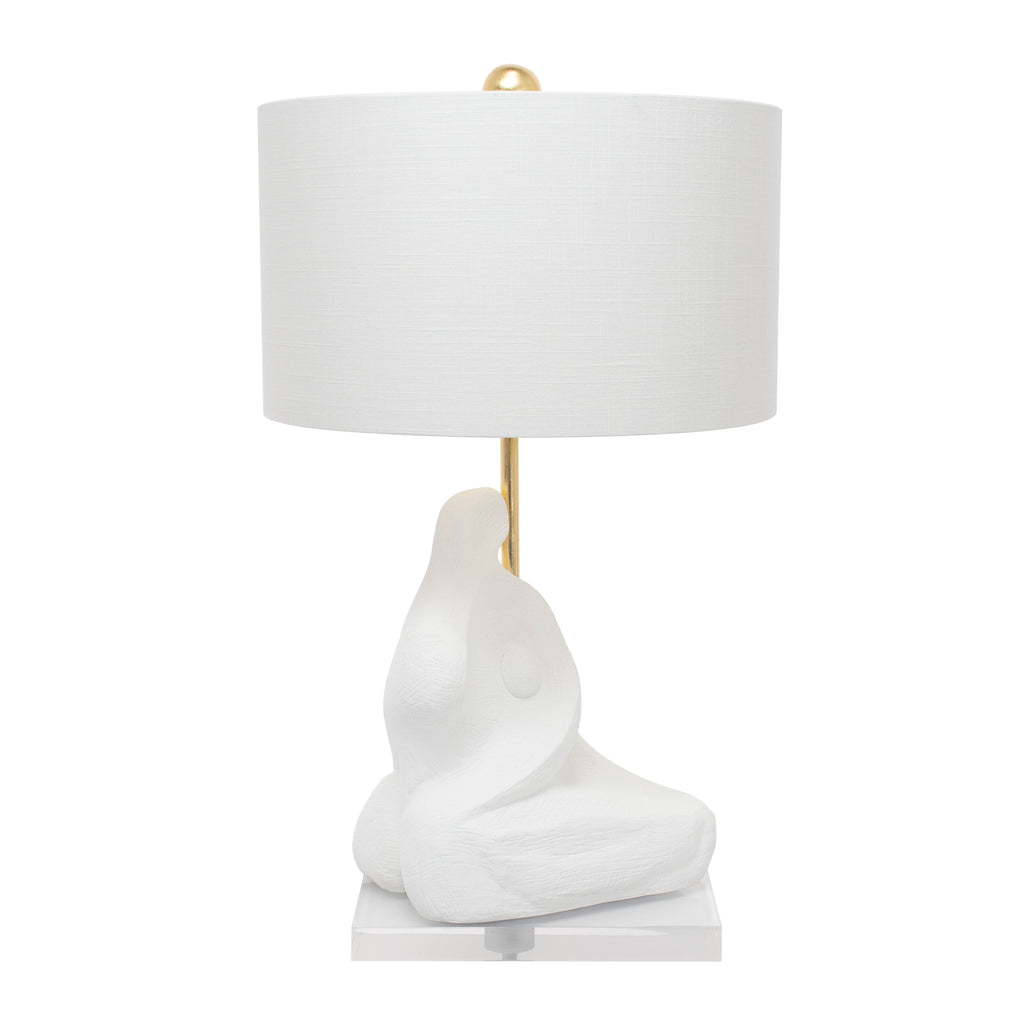 Bettina White Table Lamp with white linen drum shade - Couture Lamps