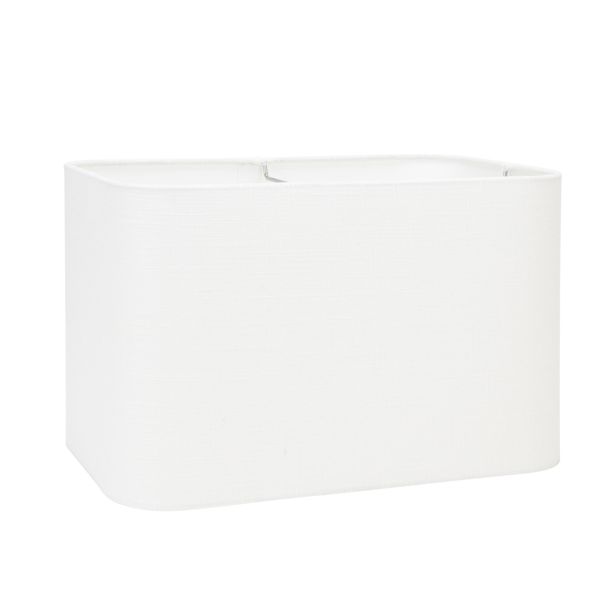 14" x 9" x 9" Rounded Rectangular Hardback White Casual Linen Shade - Couture Lamps
