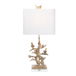 29"H Gilded Silver Bird on Branch - Couture Lamps