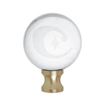 1.5" Crystal Finial w "C" Logo Etched Inside - gold riser - Couture Lamps