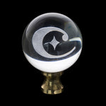 1.5" Crystal Finial w "C" Logo Etched Inside - gold riser - Couture Lamps