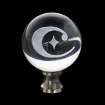 1.5" Crystal Finial w "C" Logo Etched Inside - silver riser - Couture Lamps
