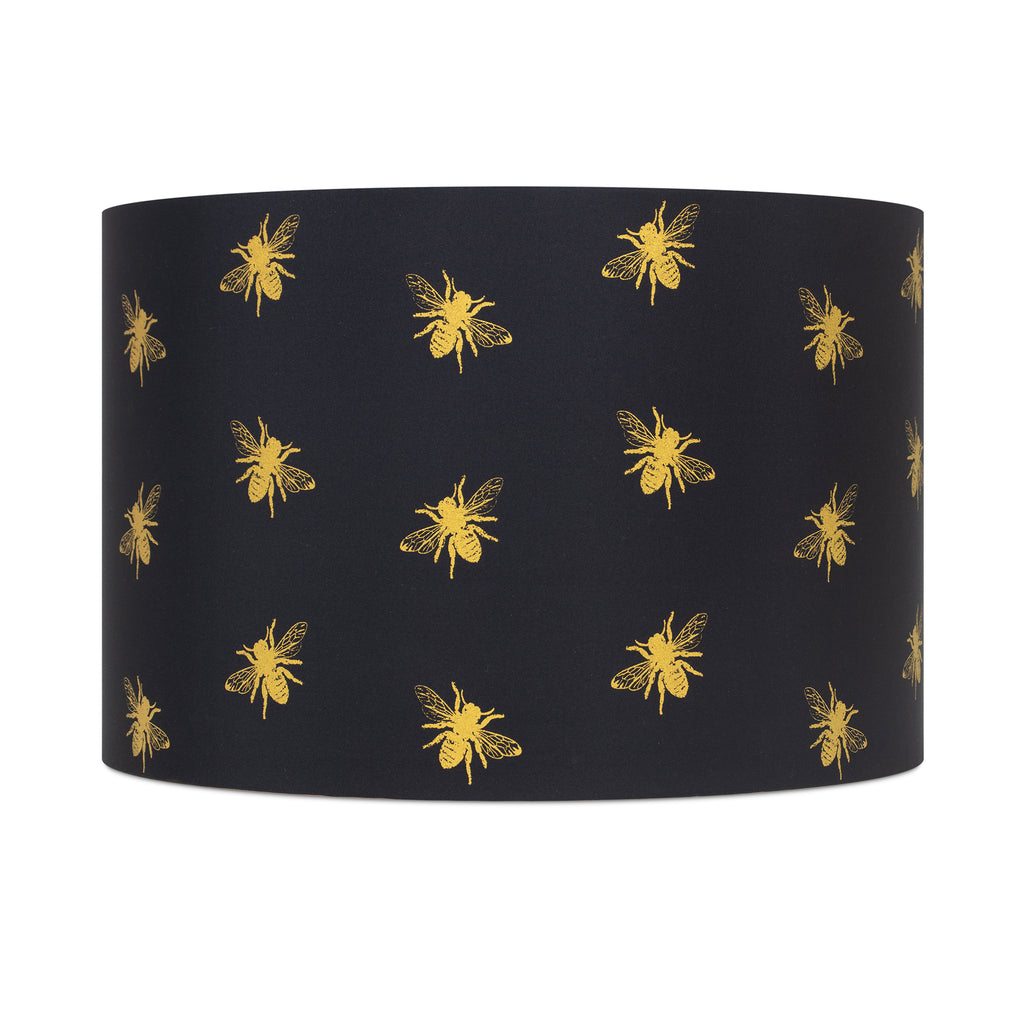 Black and Gold Bee Print Shade - Couture Lamps