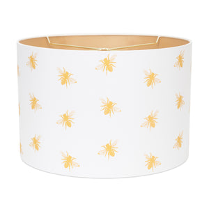 White and Gold Bee Print Shade - Couture Lamps