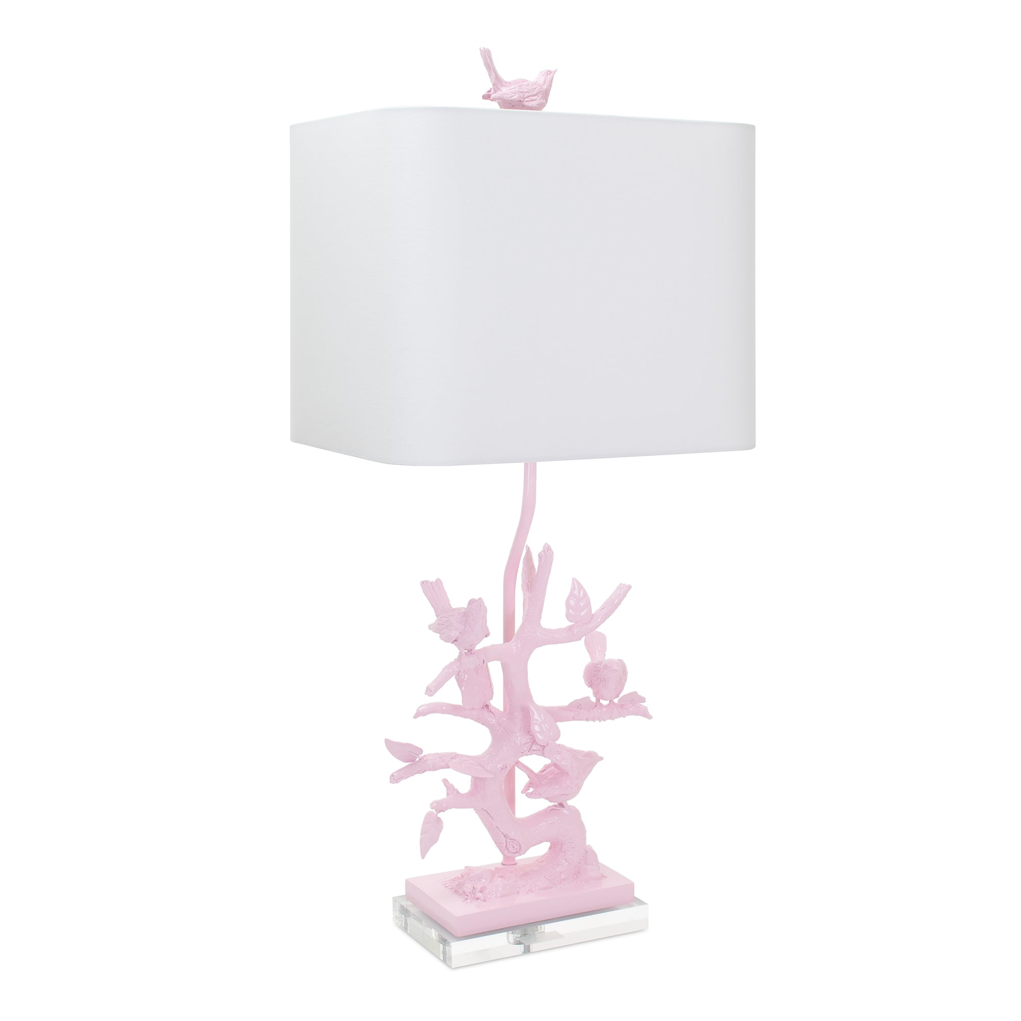 29"H Bird on Branch Table Lamp-Blushing Bride Pink - Couture Lamps