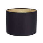 Round Black Linen Drum Shade with Gold Lining 14" x 14" x 10" - Couture Lamps