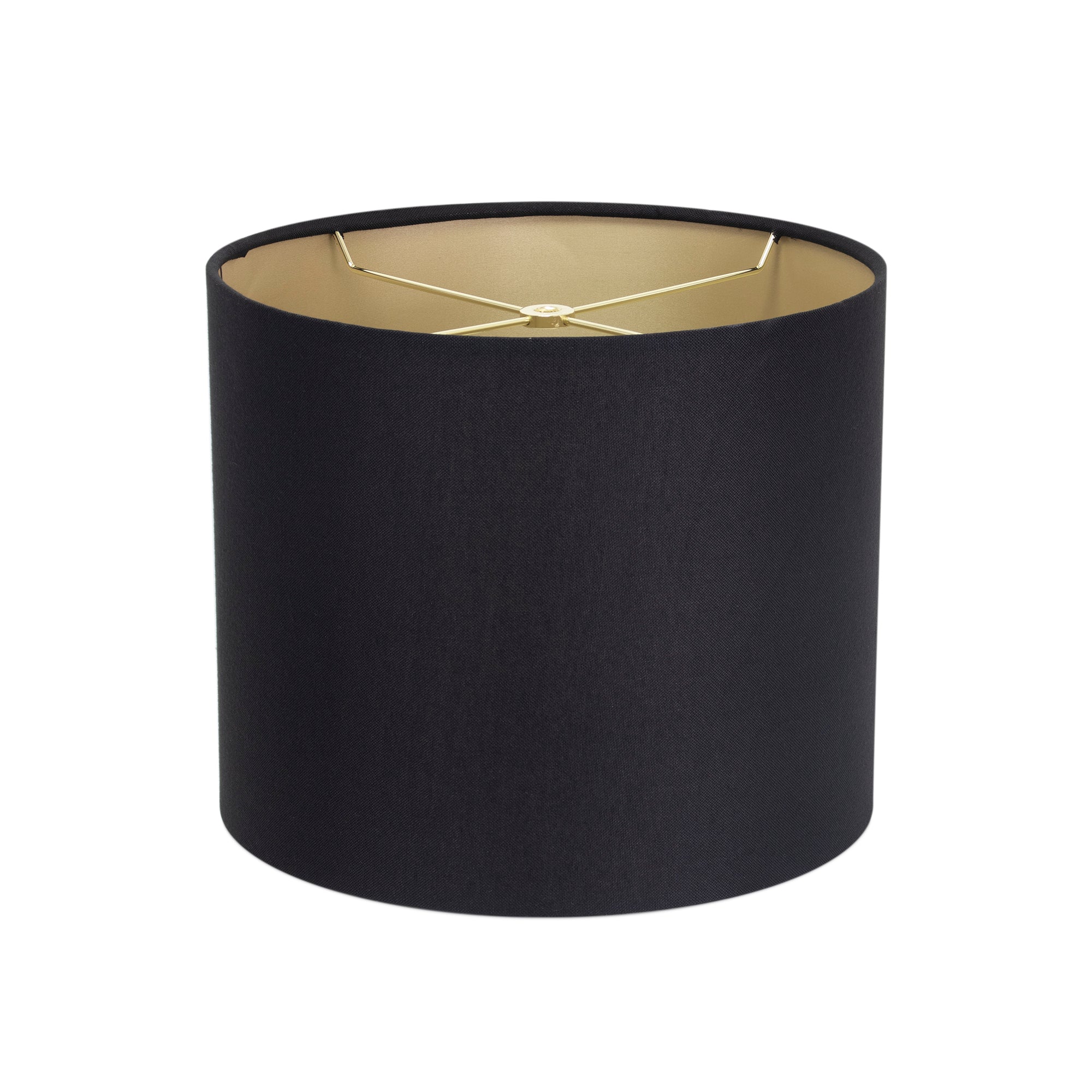 Round Black Linen Drum Shade with Gold Lining 12" x 12" x 10" | Couture ...