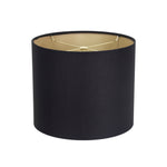 Round Black Linen Drum Shade with Gold Lining 12" x 12" x 10" - Couture Lamps