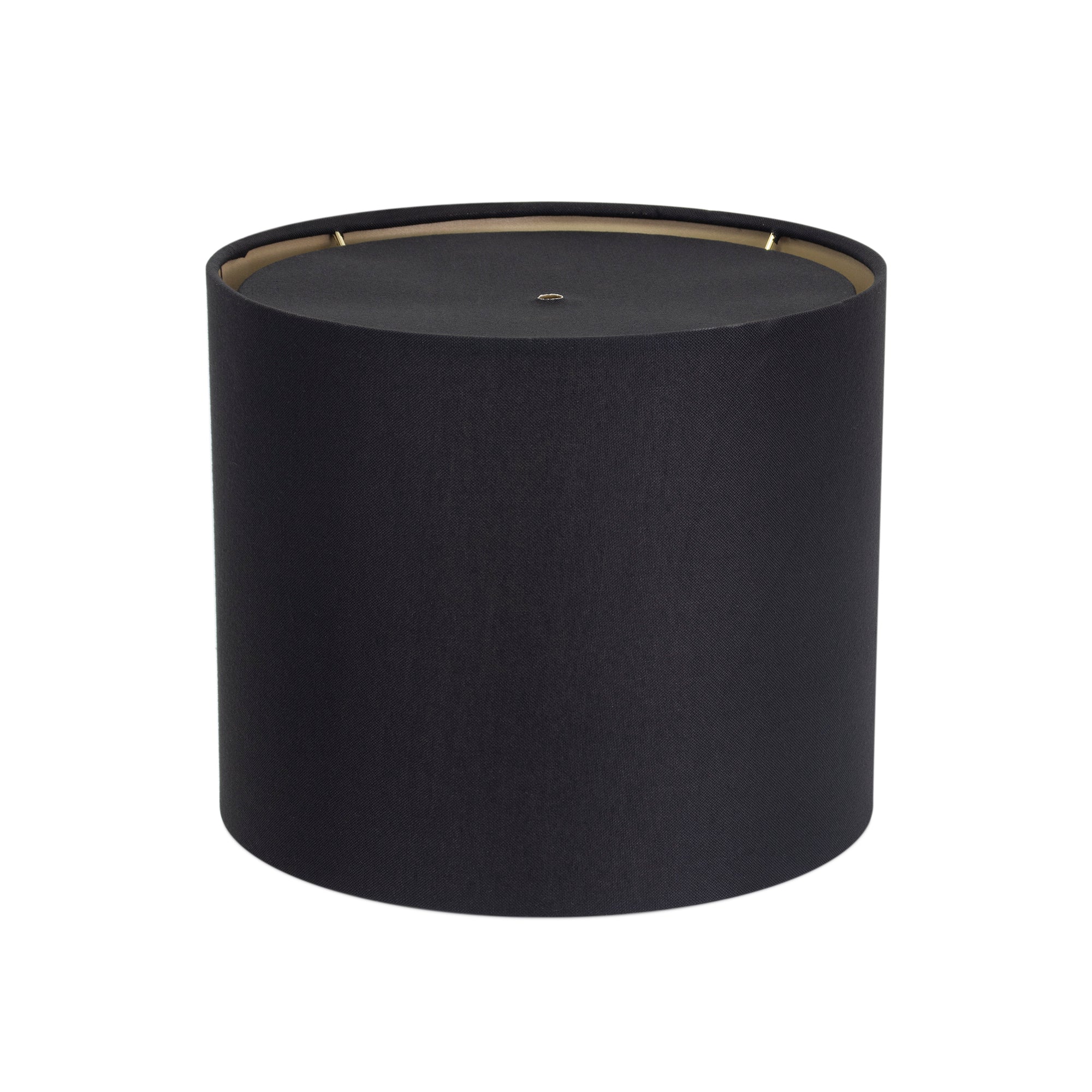 Round Black Linen Drum Shade with Gold Lining 12" x 12" x 10" - Couture Lamps