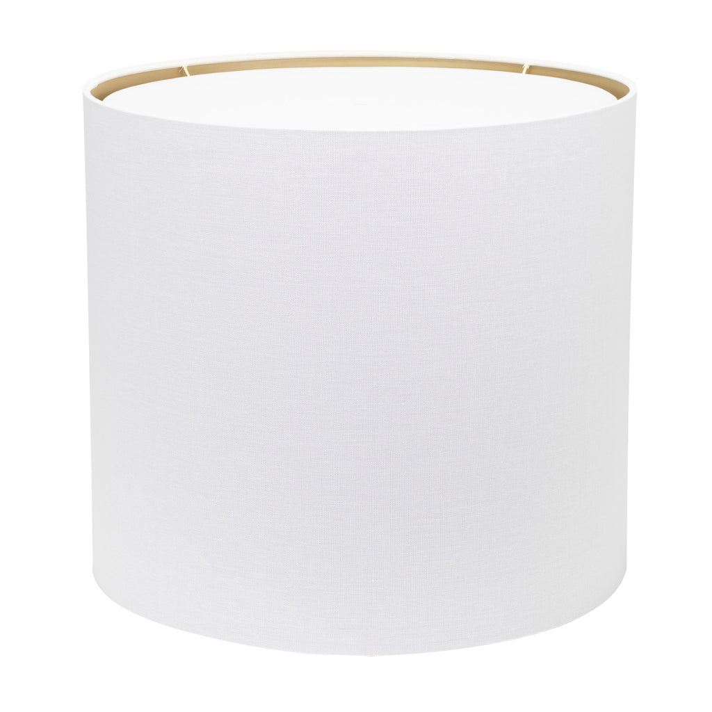 Round White Linen Drum Shade with Gold Lining 18" x 18" x 16" - Couture Lamps