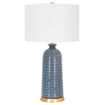 Denim Blue Melrose Table Lamp-with 17x17x11 White Classic Linen Shade - Couture Lamps