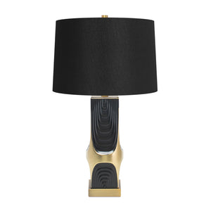 Black and Gold Drape Table Lamp-with 14x16x10 Black Linen Shade - Couture Lamps