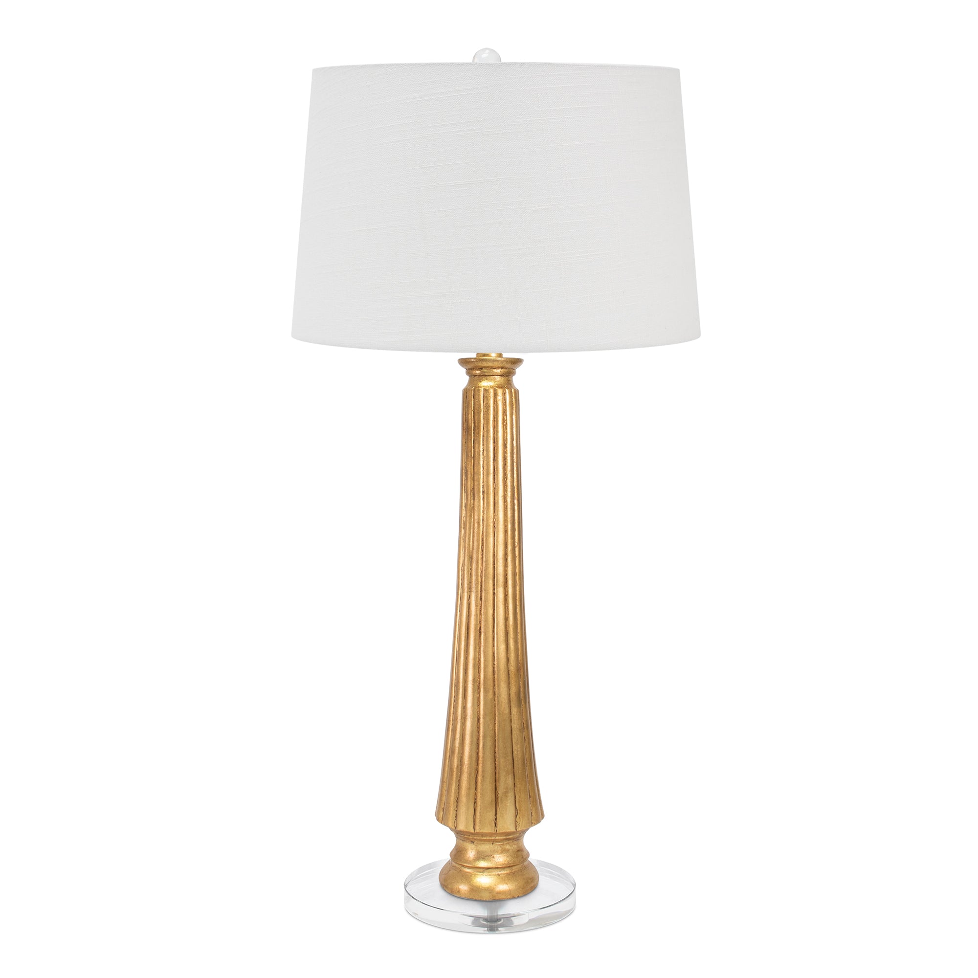 Gold Squire Table Lamp- with White Linen Shade featuring Gold lining - Couture Lamps