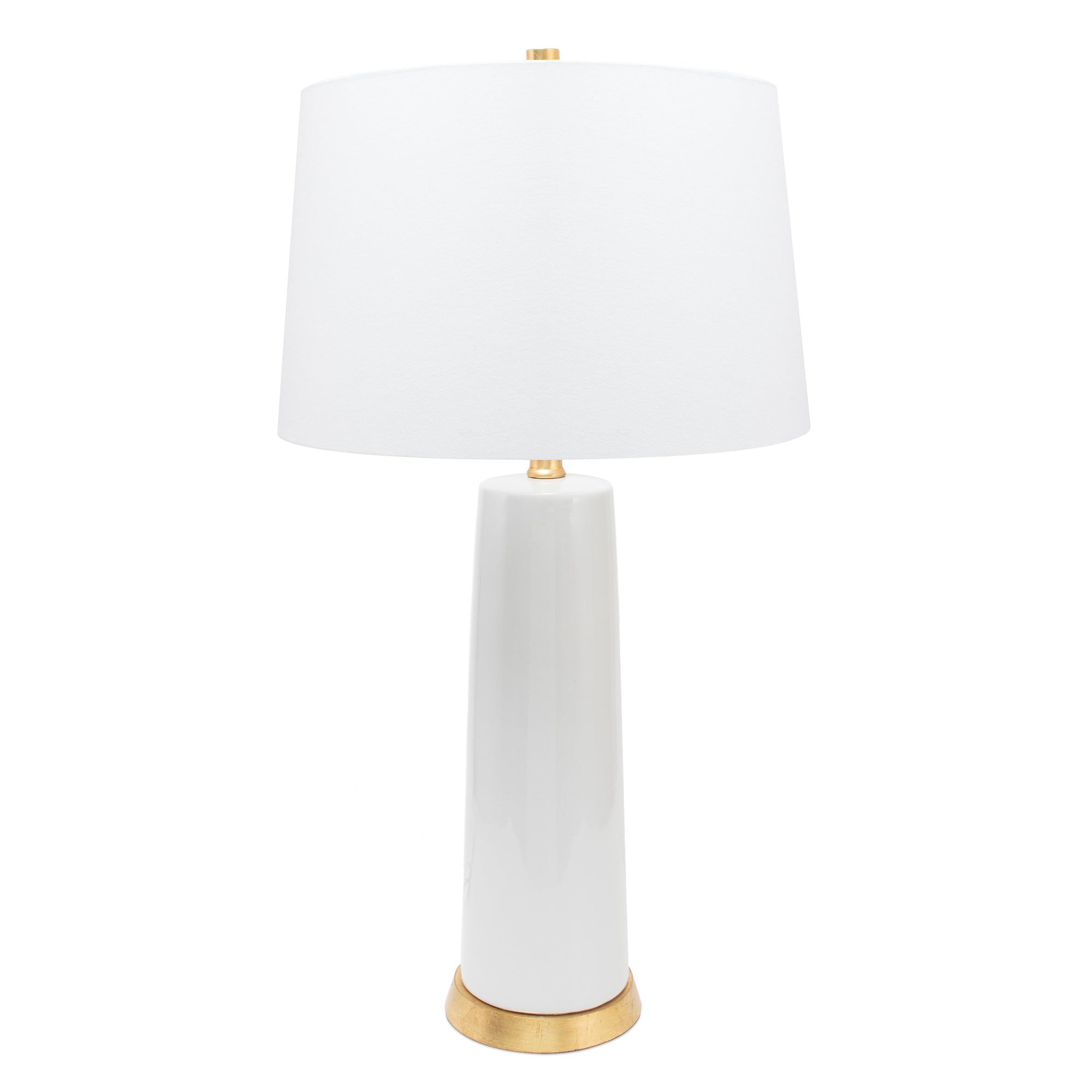 White and Gold Tansey Table Lamp- with 14x16x10 White Crisp Linen Shade - Couture Lamps
