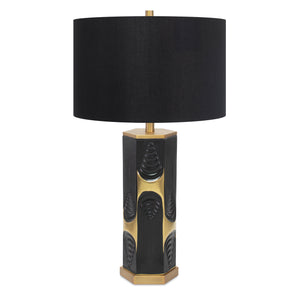 Black and Gold Hex Drape Table Lamp- with 17x17x11 Black Linen Shade - Couture Lamps