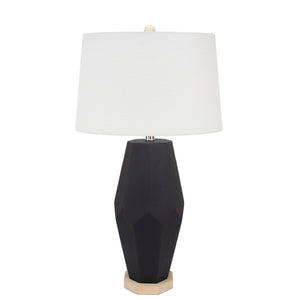 Black Pacifica Table Lamp- with 14x16x10 White Casual Linen Shade - Couture Lamps