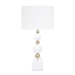 White and Silver Sheridan Table Lamp - with 14x14x10 White Classic Linen Shade - Couture Lamps