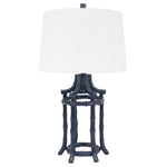 Navy Bamboo Table Lamp-with Casual Linen Shade - Couture Lamps
