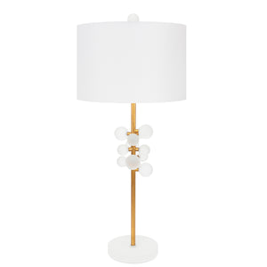 Holmes Table Lamp- with 15x15x10 Classic White Linen Shade - Couture Lamps