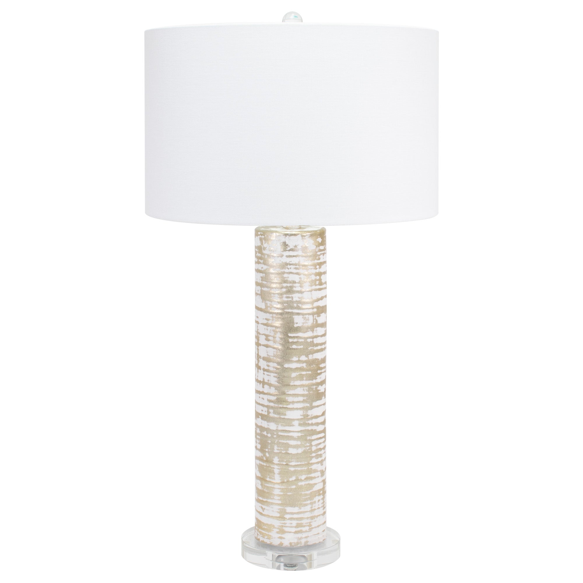 Birch Table Lamp- with 16x16x10" White Classic Linen Shade - Couture Lamps