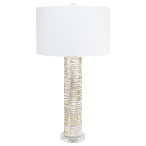 Birch Table Lamp- with 16x16x10" White Classic Linen Shade - Couture Lamps